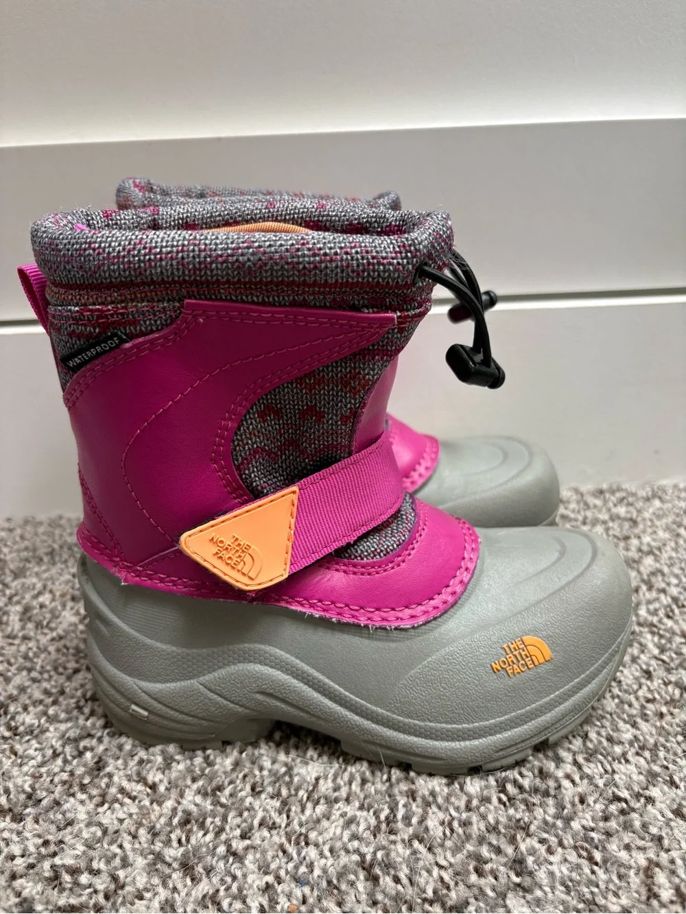 The North Face Kids Pink and Gray Insulated Winter Boots Size 11c